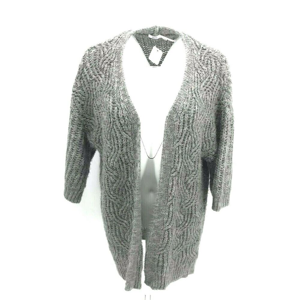 Kimchi Blue Urban Women's Chunky Knit Open Front Sweater Cardigan Size XS Gray